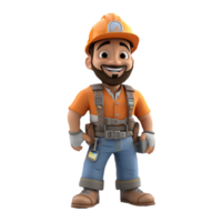 AI generated 3D cartoon character a worker, Isolated transparent background png. generated with AI png