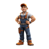 AI generated 3D cartoon character a worker, Isolated transparent background png. generated with AI png