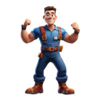 AI generated 3D cartoon character a worker, Isolated transparent background png. generated with AI png