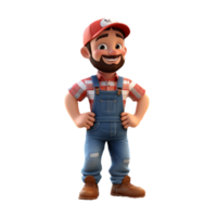 AI generated 3D cartoon character a worker, Isolated transparent background png. generated with AI png