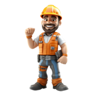 AI generated 3D cartoon character a worker, Isolated transparent background png. generated with AI png