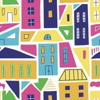Modern seamless pattern with abstract houses. vector