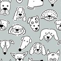 Scandinavian seamless pattern with dog faces. vector