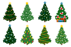 set of Christmas trees png