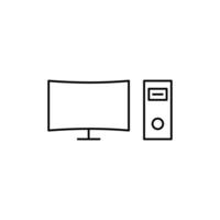 Digitronics Line Icons Vector Illustration of Editable Computer Technology Icons in Sleek Outline Style, Featuring Monitors, Smartphones, Tablets, Laptops, Electronic Devices, desktop, display, drive