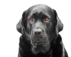 Labrador retriever isolate. Close-up portrait of a black adult dog. png