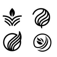 Leaves logo vector set isolated on white background. Various shapes of leaves of trees and plants. Elements for eco and bio logos.