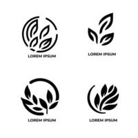 Leaves logo vector set isolated on white background. Various shapes of leaves of trees and plants. Elements for eco and bio logos.