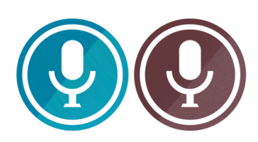 microphone podsact symbol illustration brown and blue png