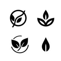 Leaves logo vector set isolated on white background. Various shapes of leaves of trees and plants. Elements for eco and bio logos.