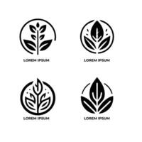 Leaves logo vector set isolated on white background. Various shapes of leaves of trees and plants. Elements for eco and bio logos.