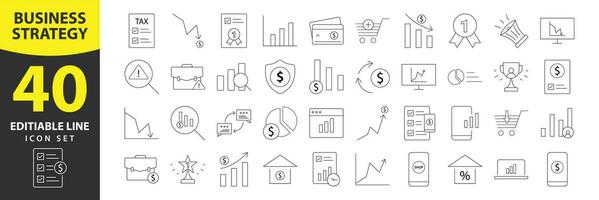 Strategic Mastery Customizable Vector Icons for Modern Business Thin Line Illustrations Covering Goals, Ideas, Methods, Finance, analysis, arrow, chart, documents, dollar, editable, finance,