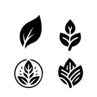 Leaves logo vector set isolated on white background. Various shapes of leaves of trees and plants. Elements for eco and bio logos.