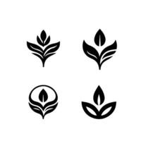 Leaves logo vector set isolated on white background. Various shapes of leaves of trees and plants. Elements for eco and bio logos.