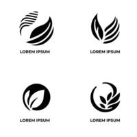 Leaves logo vector set isolated on white background. Various shapes of leaves of trees and plants. Elements for eco and bio logos.