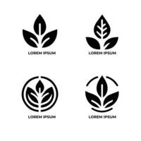 Leaves logo vector set isolated on white background. Various shapes of leaves of trees and plants. Elements for eco and bio logos.