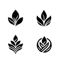 Leaves logo vector set isolated on white background. Various shapes of leaves of trees and plants. Elements for eco and bio logos.