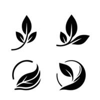 Leaves logo vector set isolated on white background. Various shapes of leaves of trees and plants. Elements for eco and bio logos.