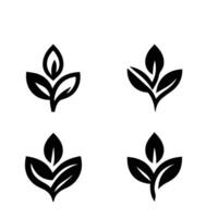 Leaves logo vector set isolated on white background. Various shapes of leaves of trees and plants. Elements for eco and bio logos.