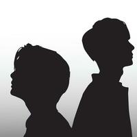 Young sad man silhouette vector