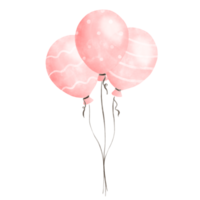 uppsättning av söt pastell rosa ballonger vattenfärg illustration. bebis och barn fest dekoration. png