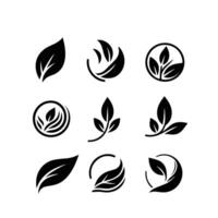 Leaves logo vector set isolated on white background. Various shapes of leaves of trees and plants. Elements for eco and bio logos.