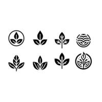 Leaves logo vector set isolated on white background. Various shapes of leaves of trees and plants. Elements for eco and bio logos.