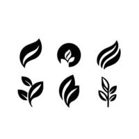 Leaves logo vector set isolated on white background. Various shapes of leaves of trees and plants. Elements for eco and bio logos.