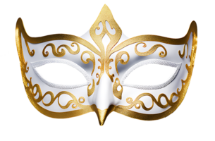 ai genererad en vit och guld venetian maskerad karneval opera mask på en transparent bakgrund png fil