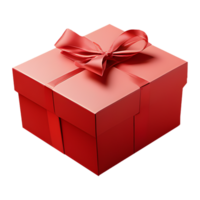 AI generated Red gift box with ribbon and bow on transparent background, Christmas concept png