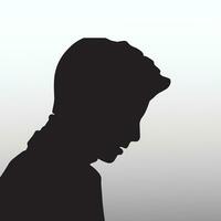 Young sad man silhouette vector