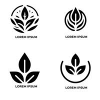 Leaves logo vector set isolated on white background. Various shapes of leaves of trees and plants. Elements for eco and bio logos.