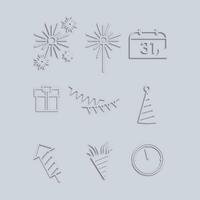 Set of holiday icons in trendy mono line style isolated 3d shadow vector