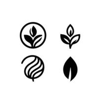 Leaves logo vector set isolated on white background. Various shapes of leaves of trees and plants. Elements for eco and bio logos.