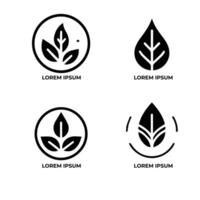 Leaves logo vector set isolated on white background. Various shapes of leaves of trees and plants. Elements for eco and bio logos.