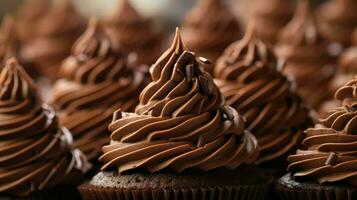 AI generated indulgence chocolate cupcake food photo