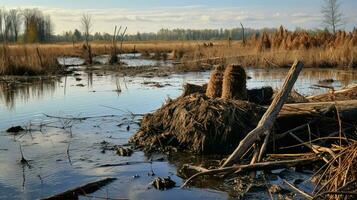 AI generated biodiversity freshwater marsh landscape photo