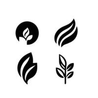 Leaves logo vector set isolated on white background. Various shapes of leaves of trees and plants. Elements for eco and bio logos.