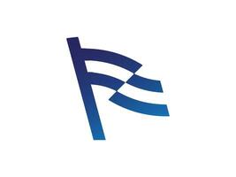 F letter flag shape logo design vector