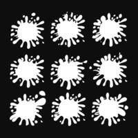 White ink blots set on black background vector