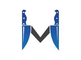 M letter knife shape logo design vector