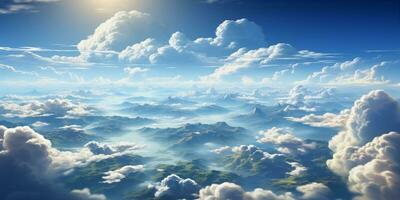 AI generated cloudscape, aerial landscape with clouds photo