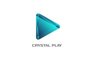 Crystal play button modern multimedia vector logo design