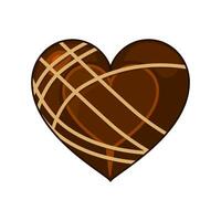 Chocolate Heart. Realistic dark chocolate candy. Concept of Love, Happy Valentine s Day, Gift, Holiday Decoration, Dessert, Yummy. Icon isolated on white. vector