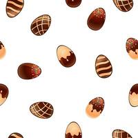 Seamless pattern ferrous-white Chocolate eggs. Vector background