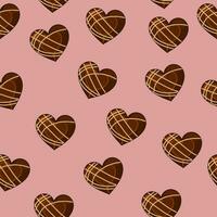 Seamless Pattern, Chocolate Heart. Concept of Love, Happy Valentine s Day, Gift, Holiday Decoration, Dessert and Yummy. vector