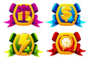 UI icon set. UI icon set. Time, energy, dollar and gift or bonus vector