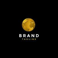 Simple Golden Earth Logo Design. Planet Earth in Gold Color Logo Design. vector