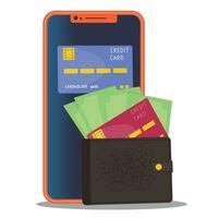 Mobile phone with wallet app vector