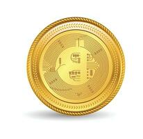 Golden bitcoin coin. Crypto currency golden coin bitcoin symbol isolated on transparent background. vector illustration.